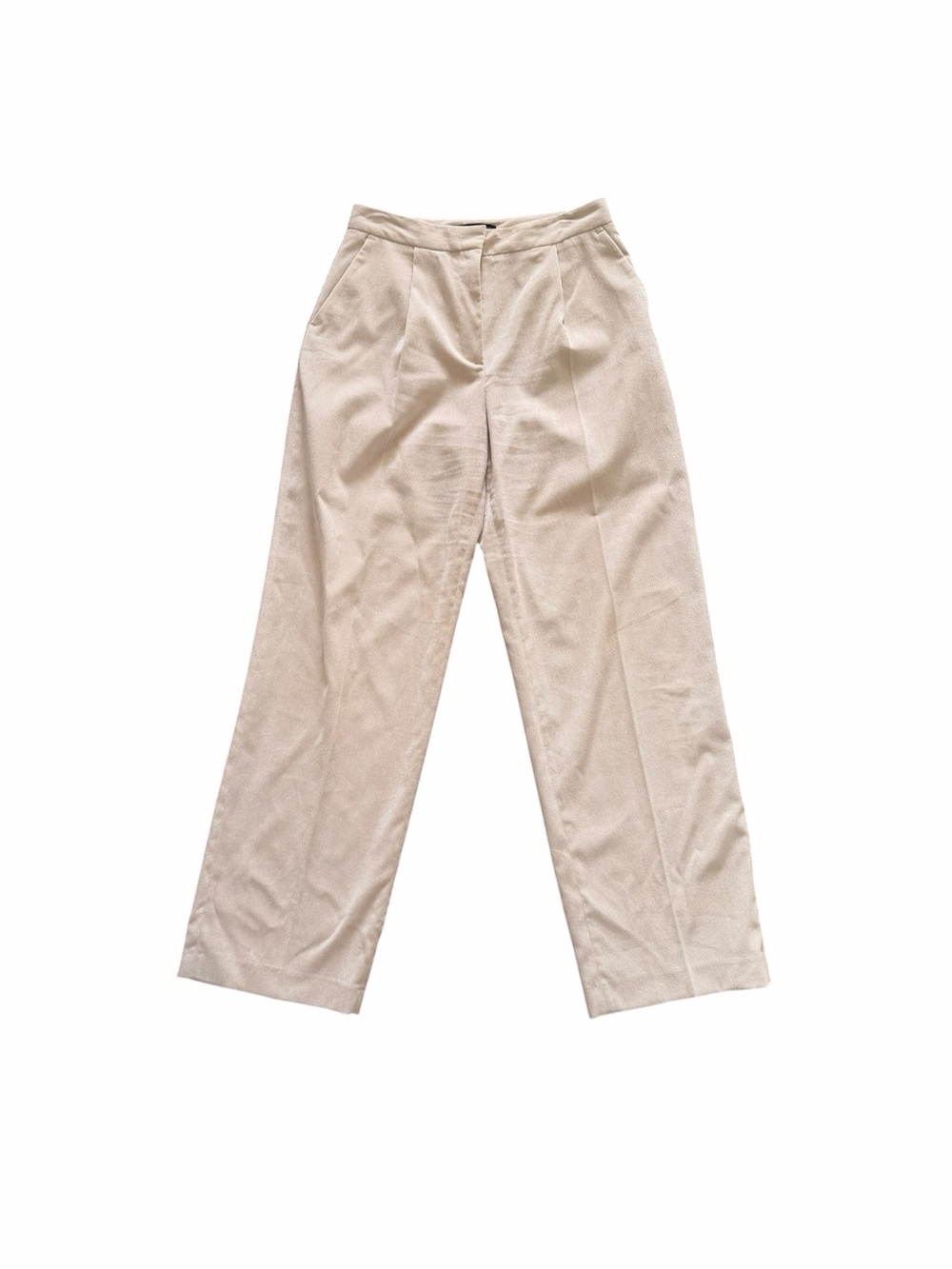Zara Straight Leg Lightweight Cord Dress Pants Cream Medium